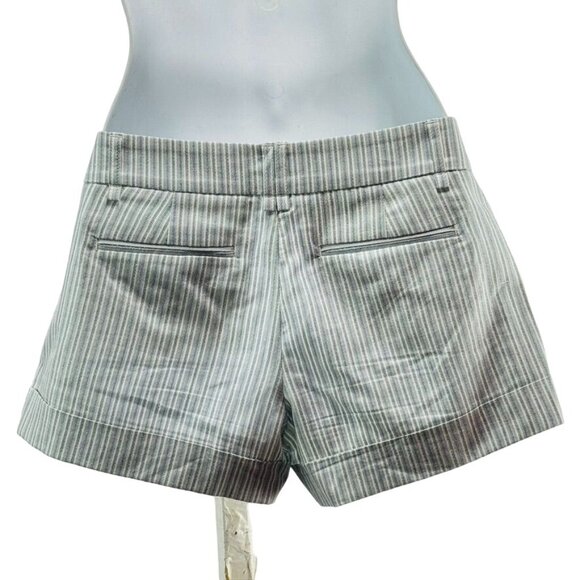 BCBG MAXAZRIA Women's Shorts Symone Linen Blend Cuffed White Blue Striped Size - Picture 2 of 9